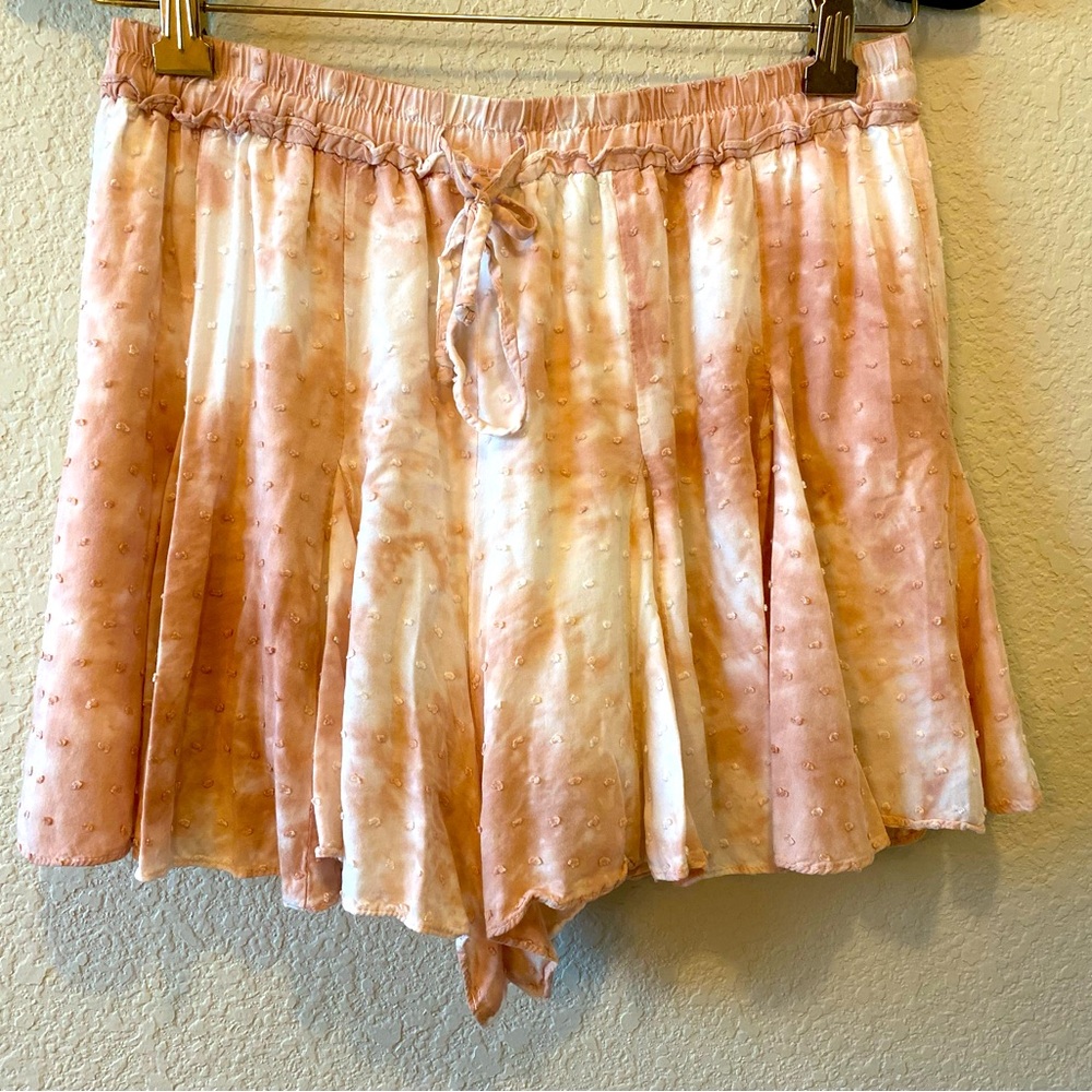Cotton Candy LA Pink Tie Dye Rayon Frenchy Wide Leg Shorts Medium